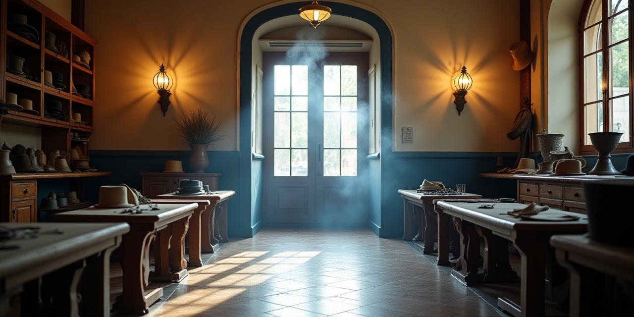 L'interno storico dell'atelier Horologium Hats