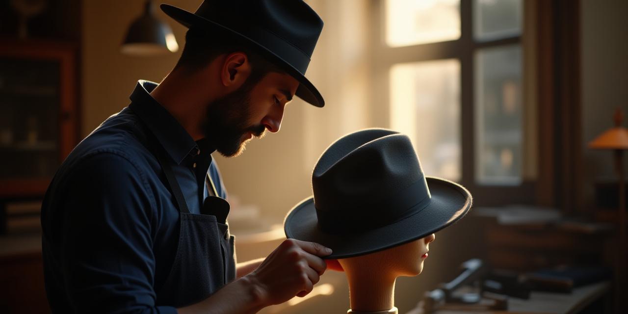 Artigiano al lavoro su un cappello di feltro a Roma